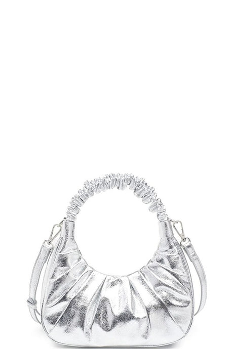 Silver Vegan Leather Bright Crossbody Bag