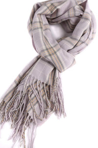 Vivi/Violet Striped Plaid Fringed Scarf