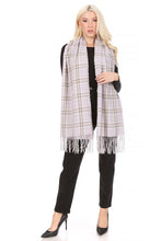 Vivi/Violet Striped Plaid Fringed Scarf