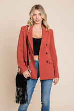Rust Double Breasted Lapel Collar Jacket Blazer
