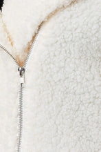 Off White Short Teddy Zipper Moto Jacket