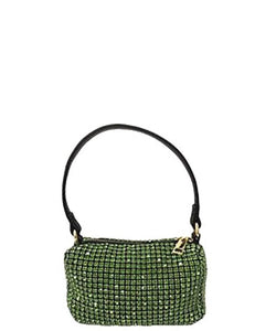 Green Rhinestone Petite Convertible Clutch Bag