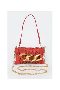 Red Quilted Big Chain Crossbody Bag