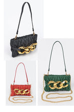 Red Quilted Big Chain Crossbody Bag