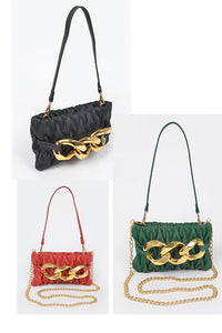 Red Quilted Big Chain Crossbody Bag