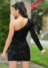 Black Rita One Sleeve Mini Dress