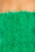 Green Feather Dress With Adjustable Chain Strap
