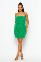 Green Feather Dress With Adjustable Chain Strap
