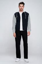 Black Men's Denim Jacket With Fleece Hoodies