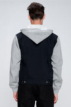Black Men's Denim Jacket With Fleece Hoodies