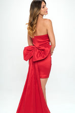 Deep Red Back Bow Bodycon Mini Dress