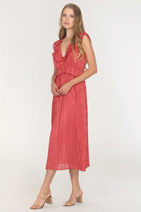 Copper Cladelle Pleasted Midi Dress