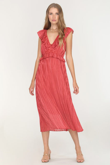 Copper Cladelle Pleasted Midi Dress