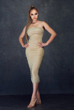 Gold Rhinestone Midi Dress