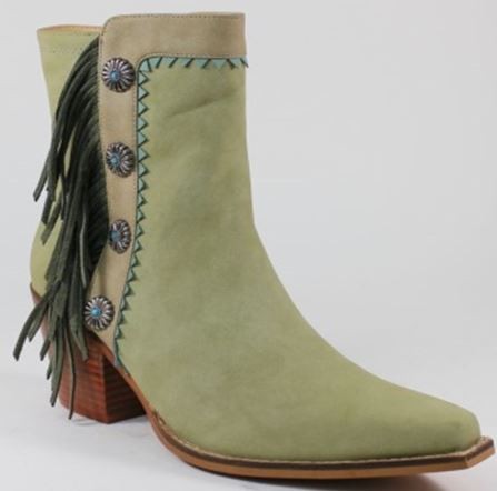 Olive Womens Fringe Buckled Western Cowboy Booties