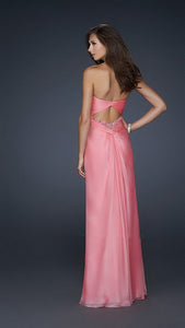 Rose Pink Pleated Minor Beaded Gorgeous Open Back Long Dress