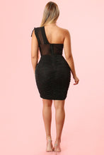Black Solid Color Glitter Bodycon Dress