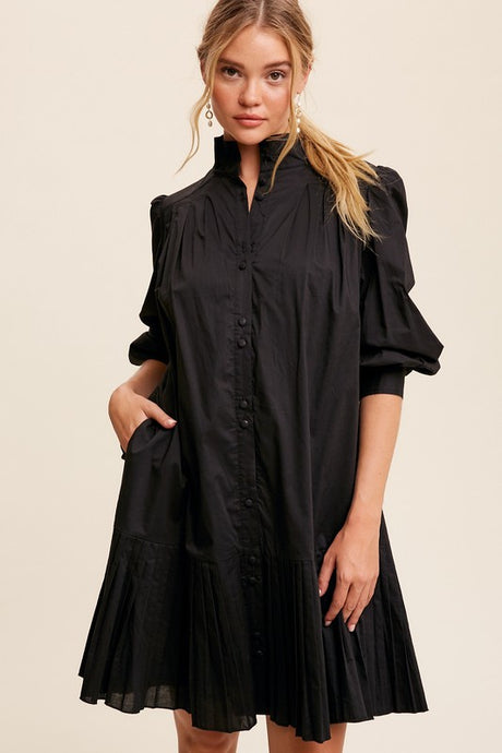 Black Feminine Parisian Vibe Woven Mini Dress