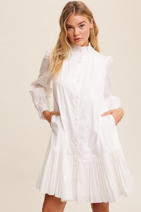 Cream Feminine Parisian Vibe Woven Mini Dress