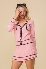Pink/Black Skirt Pleated Set