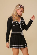 Black/White Skirt Pleated Set