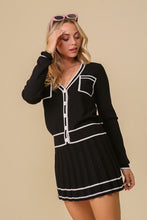 Black/White Skirt Pleated Set