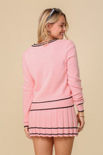 Pink/Black Skirt Pleated Set