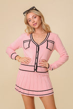Pink/Black Skirt Pleated Set