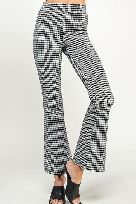 Black/white Yarn Dye Print High Waist Flare Pants