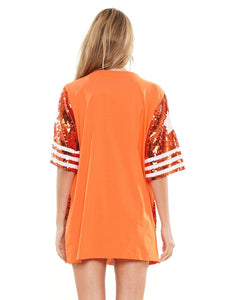 Orange Gameday With Star Sequin Dress Aquarius Brand Orange Gameday With Star Sequin Dress Aquarius Brand
