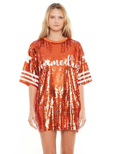 orange gameday dress Orange Gameday With Star Sequin Dress – Aquarius Brand