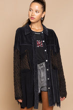 Black Designed In Corduroy Jacket