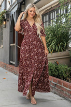 Burgundy Puff Sleeve Maxi Dress