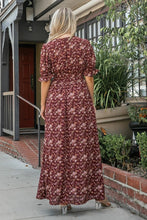 Burgundy Puff Sleeve Maxi Dress