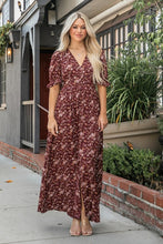 Burgundy Puff Sleeve Maxi Dress
