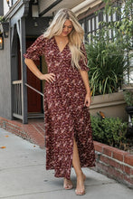 Burgundy Puff Sleeve Maxi Dress