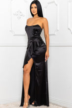 Black Satin Bustier Top Maxi Dress