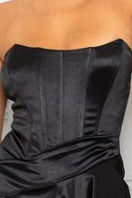 Black Satin Bustier Top Maxi Dress