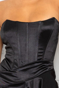 Black Satin Bustier Top Maxi Dress