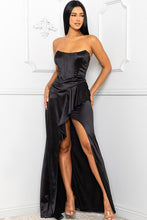 Black Satin Bustier Top Maxi Dress