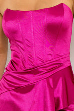 Magenta Satin Bustier Top Maxi Dress