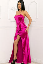 Magenta Satin Bustier Top Maxi Dress