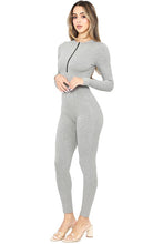 Light Grey Snatched Long Sleeve Jumpsuits With Zipper Detai