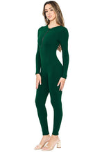 Hunter Green Snatched Long Sleeve Jumpsuits With Zipper Detai