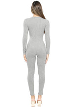 Light Grey Snatched Long Sleeve Jumpsuits With Zipper Detai
