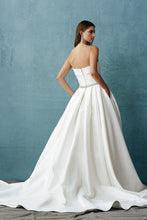 Off White Strapless, Straight Neck, Ballgown