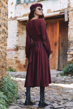 Boho Style Ruffle Sleeve Red Patterned Dress