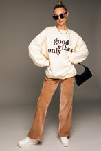 Cream Letter Embroidery Oversized Sweat Shirt