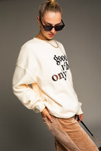 Cream Letter Embroidery Oversized Sweat Shirt