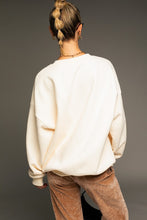 Cream Letter Embroidery Oversized Sweat Shirt